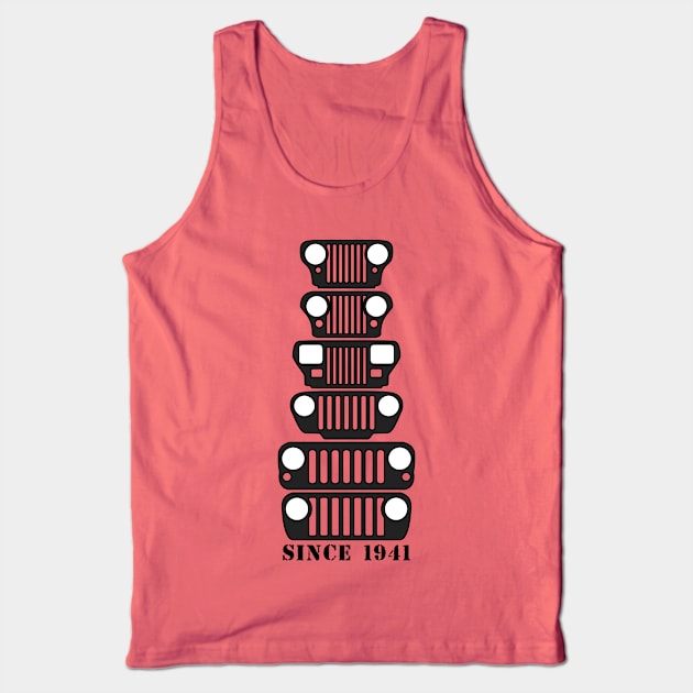 Jeep Grills Black Logo Tank Top by Caloosa Jeepers 